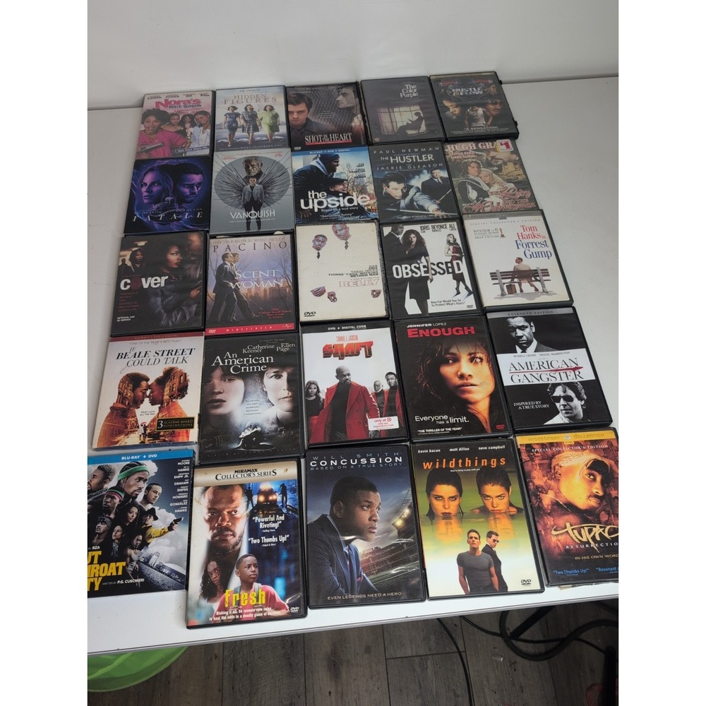 Mixed Lot of 25 Dvds And Blue Rays Color Purple Forrest Gump American Gangster